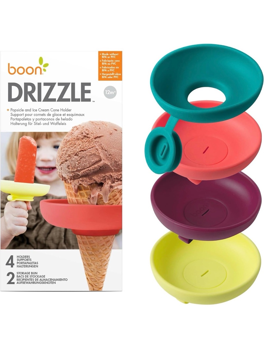 BOON Drizzle Silicone Ice Pop Holder - 4 Count